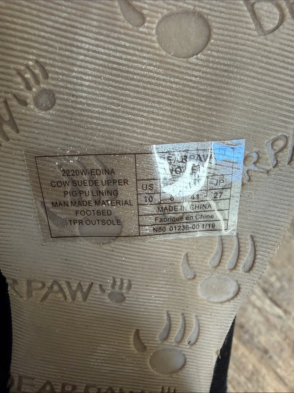 Bearpaw size 10M Edina Black Suede Wood Grain Stacked Heel Open Toe Comfort
